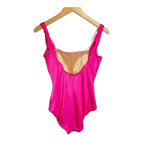 Vintage Retro Barbie Hot Pink Striped One Piece Swimsuit - Picture 2 of 9